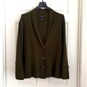 ALFANI Women’s Sweater Blazer XL Olive Green Slit Sleeves Buttons NWT